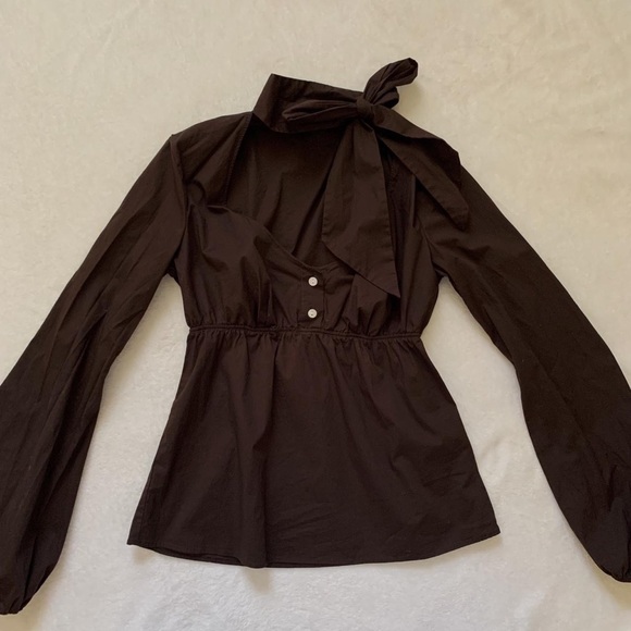 brown milkmaid puffy sleeve top🤎 - Picture 1 of 2